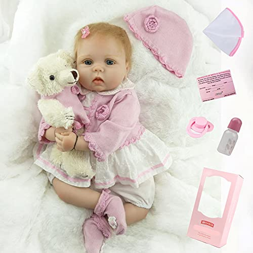 ZIYIUI Simulation Reborn Babys 22 Zoll 55 cm Reborn Babypuppen Weiche Vinyl Silikon Lebensechte Reborn Dolls Reborn Toddler Mädchen Junge Spielzeug Weihnachten Geschenk