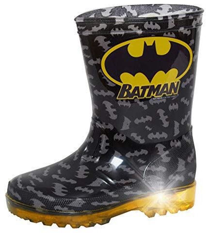 DC Comics Botas de lluvia para niños de Batman con luz Wellington, botas para nieve, color Negro, talla 23 EU
