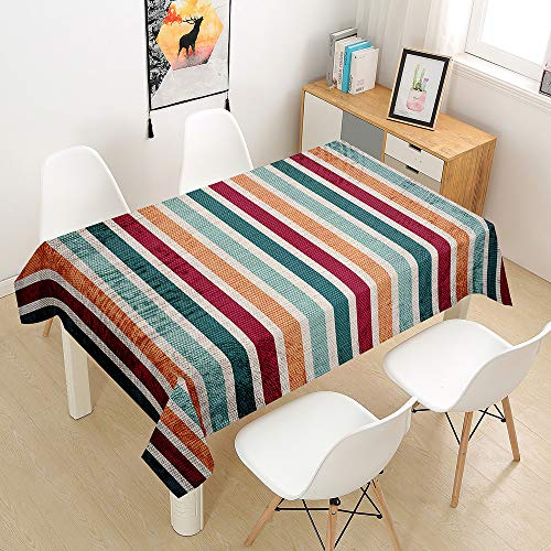 Morbuy Streifen Tischdecke Abwaschbar Tischtuch Rechteckig Tischwäsche Gartentischdecke Outdoor Tischdekoration Wasserdicht Polyester Ölfest Pflegeleicht (100x140cm,Mehrfarbig)