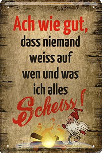 Geschenkeparadies 24 Deko Blechschild 20x30cm ACH wie gut DASS niemand Weiss auf Wen und was ich Alles Scheiss