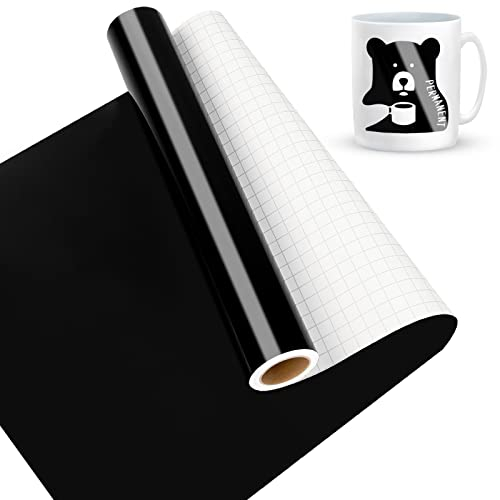 Lya Vinyl Glänzend Schwarz Vinylfolie Plotter, Selbstklebend Plotterfolie für Cricut – 30,5 cmx 4,6 m, Schwarz Plotterfolie, Selbstklebende Folie für Cricut, Silhouette Cameo 4