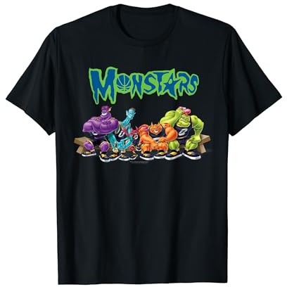 SPACE JAM Monstars Gruppe T-Shirt, Herren, Unisex, Kurzarm, Schwarz, S, Klassisches Cartoon-T-Shirt