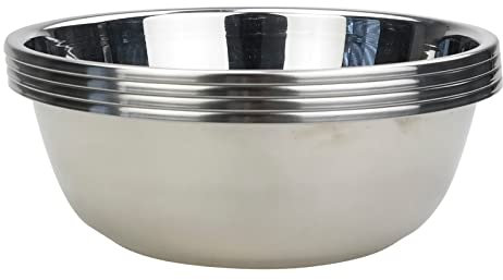 Gloreen Set of 4 Stainless Steel Serving Bowls, Preparing and Mixing Bowls for Kitchen