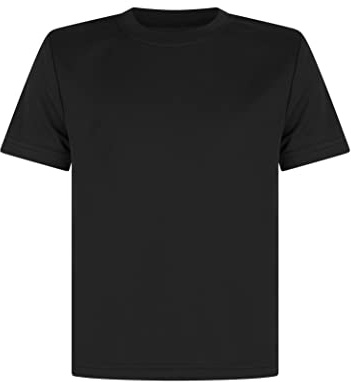Barn T-shirts fotboll toppar gym pojkar flickor skola P.E sport fitness löpning topp t-shirt, Svart, 5-6 År
