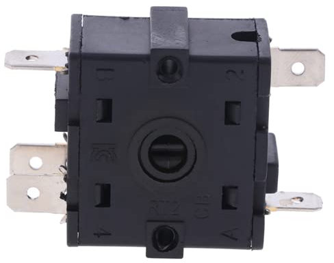 Selector de interruptor giratorio de calentador de habitación eléctrico, AC 250V 16A 3 pines 5 pines controlador de temperatura calentador eléctrico interruptor de banda piezas de calentador (5 Pin)