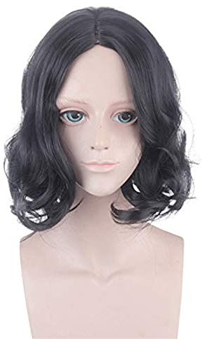 SXHMSAL Film Severus Snape Schwarze Perücke Cosplay Professor Snape Lockige Perücke Halloween Rollenspiel Kostüme Perücken + Perückenmütze, Geeignet Für Halloween, Party, Karneval
