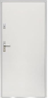 Vente-unique-Puerta de entrada de acero Alt. 207 x Ancho 100 cm blanco - se abre hacia la derecha AGUEDA