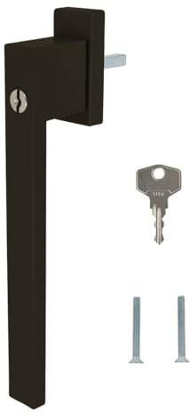 Design Aluminium Terrassentürgriff Dublin PSK abschließbar - pulverbeschichtet, Farbe:Braun RAL 8019 (matt), Stiftlänge:40mm