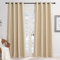KGORGE Thermo Vorhang gegen Hitze Wohnzimmer Gardinen Blickdicht Ösenvorhang 2er Set 220 x 140 cm(HxB) Blackout Curtains for Bedroom, Biscotti Beige