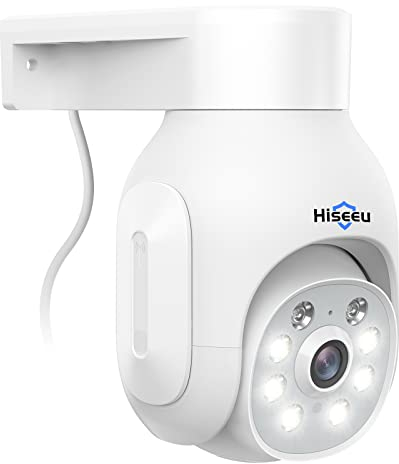 Hiseeu 3K 5MP 360° Security Camera Outdoor with Color Night Vision, 5MP PTZ Camera Outdoor WiFi, CCTV Camera System, Auto Tracking, Motion Detection,Siren Light Alarm, Remote View, Work with Alexa