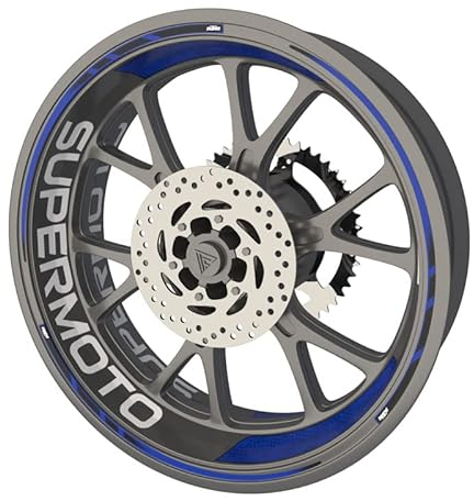 KTM SuperMoto EXC Premium Qualität Felgenrandaufkleber Felgenband Felgenband Sticker Sticker Set (2 Felgen) (Blau)