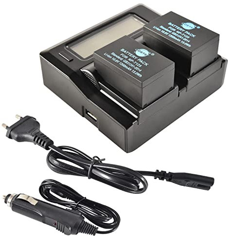 DSTE NP-T125 Batterie de Remplacement (Lot de 2) et Rapid LCD Dual Chargeur Compatible pour Fujifilm GFX 50S GFX50S GFX 50R GFX50R GFX 100 Appareil Photo et Fujifilm VG-GFX1 Vertical Batterie Grip