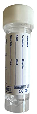 Urine Sample Bottles Specimen Containers 30ml Label Pots Screw Top Lid (10)