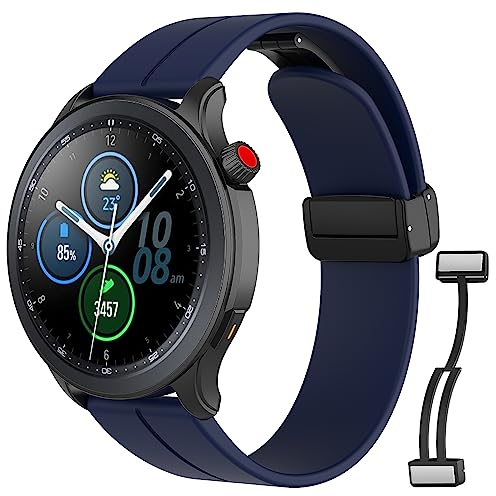 MoKo Armband Kompatibel mit Samsung Galaxy Watch 3 45mm/Galaxy Watch 46mm/Gear S3 Frontier/Classic, 22mm Magnetische Schnalle Silikon Ersatzarmband Uhrenarmband Sportarmband, Mitternachtsblau