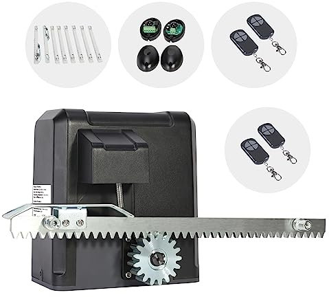 CO-Z 200W Motor para Puerta Corredera Capacidad 600KG Abridor de Puerta Corredera con 4m Cremallera de Acero y 2 Controles Remotos + 2 Controles Remotos Más