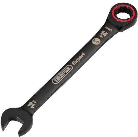 Draper 03887 Expert HI-TORQ Metric Ratchet Combination Spanner, 14mm, Black