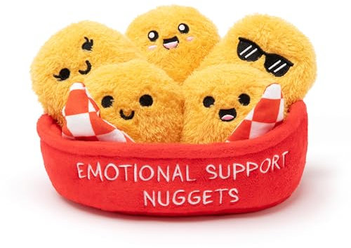 Emotional Support Chicken Nuggets by Relatable, Cuddly Stuffed Animals and Toys, Squishy Toys and Plushies, Great Gift Ideas for Loved Ones of All Alters, Includes 5 Plushies with Carrying Basket