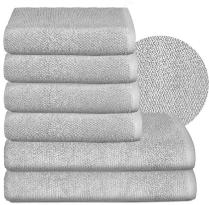 BEAUTEX Handtuch-Set Premium Frottier Sets Made in Europe, 100% Baumwolle 550g/m², Oeko-TEX Zertifiziert (Set: 4 Hand-, 2 Badetücher in Hellgrau)