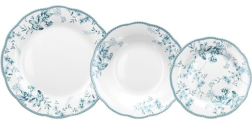 Tognana Gardenia, servizio piatti per 6 persone, 18 pezzi, porcellana, Bianco