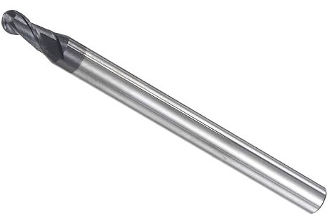 CoCud Ball Nose End Mill, 1.5mm Radius 4mm Shank 50mm Length, AlTiN Coated P05 Carbide 2 Flutes Milling Cutter CNC Router Bit - (Applications: for Stainless Steel Hardened Steel)