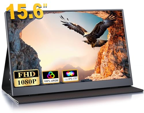 COOLHOOD Portable Monitor 15.6 Zoll, Tragbarer Monitor IPS HDR, Mobiler Bildschirm 1080P FHD, Mini HDMI/USB C, für Laptop, Xbox, PC, PS5
