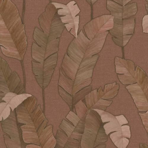 BRICOFLOR Braune Tapete mit Palmenblättern modern Tropische Vliestapete in Terracotta ideal für Schlafzimmer und Wohnzimmer