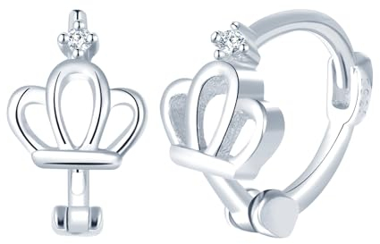 Yumilok Damen Ohrringe Ohrstecker Krone creolen klein Zirkonia 925 Sterling Silber Huggie Knorpel Piercings Für Frauen