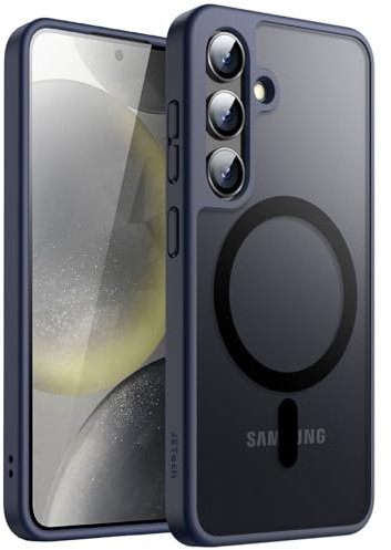 JETech Magnetisch Hülle für Samsung Galaxy S24 5G, Kompatibel mit MagSafe, Transluzente Matt Rückseite Stoßfeste Handyhülle (Dunkelblau)