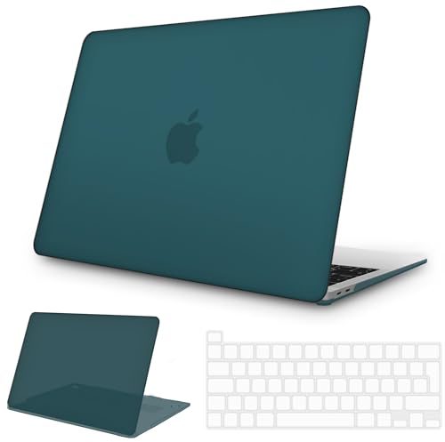 NPUOLS Protective Case for MacBook Pro 13 Inch M2 M1 2023 2022 2021 2020 Model A2338 A2289 A2251, 13 Inch Matte Hard Protection and Ultra Thin TPU EU Keyboard Cover, Deep Teal