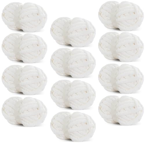 BALAPET 12 Pack Chunky Chenille Yarn for Crocheting & Knitting, 27yds 8 oz Each Skein Soft Fluffy Kitting Yarn Set, Thick Velvet Plush Yarn for Handcrafts Weaving Making Blankets