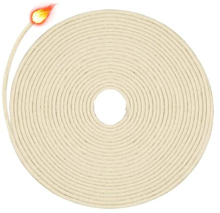 Bieiyhe Runddocht 10m,Docht für öllampen,Lampendocht,Glasfaserdocht,Fackel Docht,Docht für Petroleumlampen,Docht Geflochtener Baumwolle,Kerzendocht für Kerzenherstellung,Docht Paraffinöl für DIY