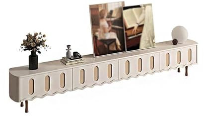 JAVYPPT Fernsehständer, 70,8 Zoll, kreativer TV-Schrank im cremefarbenen Stil, modernes, minimalistisches, niedliches Sideboard, Wohnzimmer, Heimbodenschrank, Spind, TV-Schrank