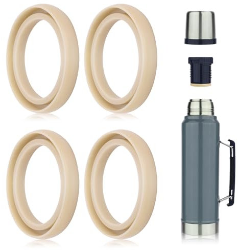 4pcs Silicone Replacement Gaskets Classic for Stanley, Sealing O Ring Washer Parts for Thermos Lid Compatible with Stanley Classic 20oz 1.0 QT 1.5 QT 2 QT 2.5 QT Vacuum Water Bottle Stopper (Grey)