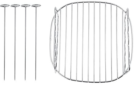 Griglia di ricambio per barbecue, 18 x 18 x 8, spiedini a doppio strato, teglia per friggitrice ad aria