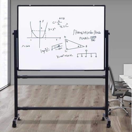 RIQHTIK Großes rollbares Whiteboard, doppelseitiges mobiles Whiteboard, reversibles, magnetisches, für Büro, Klassenzimmer und Zuhause, schwarz,90 * 60cm/36 * 24in