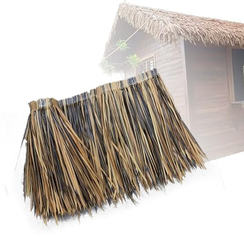 ZIUSFAC 2m Simulation Strohdach Palmdach Künstliche Palmenblätter Dach Bar Hütte Deko Strohrolle Schindel Hawaiianische Palmendach Simulierte Palmgras Rolle Für Poolbar Strohgedeckte 5m(Brown,5m/16.4f
