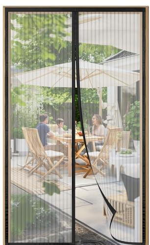 SAILIMAY Moustiquaire Porte Fenetre Magnétique 120x220cm, Magnétique moustiquaire porte, Toile Ultra Fine Rideau de Porte Antimoustique, Rideaux Aimantée Sans Perçage, Fermeture Automatique, Noir