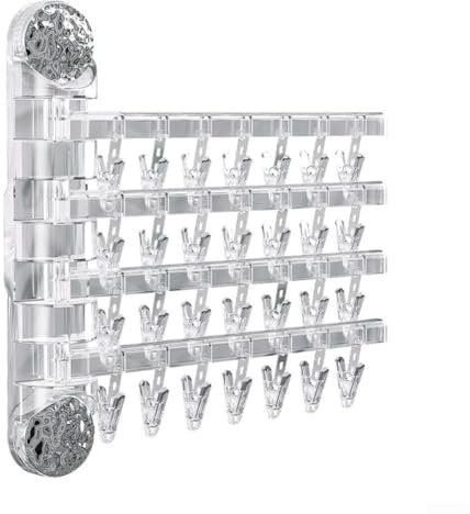 Colgador de lavandería montado en la pared con ventosa con 14 clips para soluciones de secado convenientes (A)