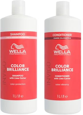 Wella Professionals Color Brilliance 2er Set – Shampoo für feines Haar (1L) & Conditioner für dickes Haar (1L) – Farbschutz, Anti-Gelbstich, Glanzpflege für coloriertes Haar