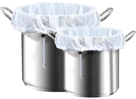 LANANUVO 2 pcs Brew Bag Filter Polyester, Filter Braubeutel für Bier Wiederverwendbar Filterbeutel Siebbeutel mit Kordelzug Brühbeutel Filter für alle Braukörner, Weinpresse, Kuchen
