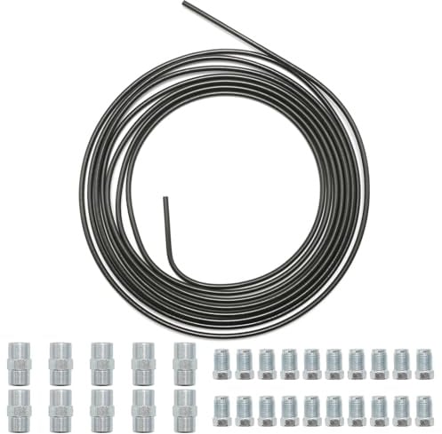 Hoypeyfiy 5 m Bremsleitung Durchmesser 4,75 mm, 20 Schrauben und 10 Verbinder, 3/16 Zoll Bremsleitungssatz für Bördelgerät