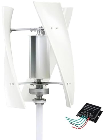 Lissontine 1000W Leise vertikale Windkraftanlage mit MPPT-Regler & 360° Windaufnahme, Windgenerator für Heim-Energie, Wohnmobil, Kameraüberwachung oder Insellösungen White-24V