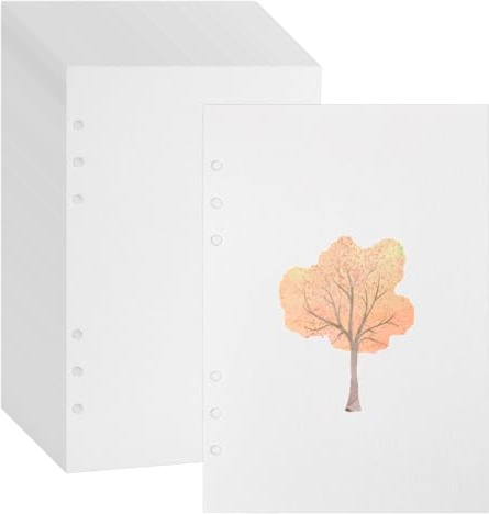 PH PandaHall 60 Blatt Wasserfarbenpapier A5 Zeichenkunstpapier Weißes Malpapier 6-Loch Loseblatt Skizzenpapiere für Künstler Erwachsene Schüler Anfänger Wasserfarben Ölfarben Basteln 14x21cm