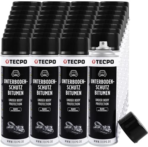 TECPO Unterbodenschutz Bitumen 36x 500ml schwarz Steinschlagschutz UBS Versieglung Spray Schutz vor Steinschlag, Rost, Chemikalien mit Anti-Dröhn-Wirkung