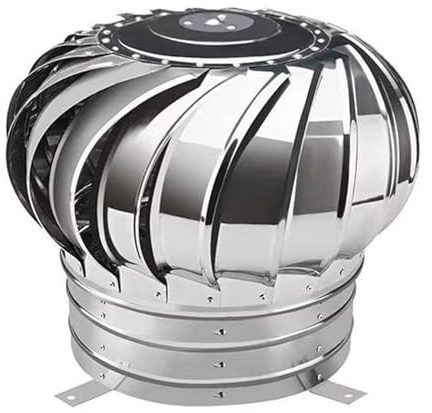 FUELIX Comignoli Girevoli, Aspiratore Fumi Girevole Inox Ventilatore da Tetto Non Elettrico Ventilatore A Turbina Cappello Terminale Antivento Cappello Canna Fumaria, Facile da Installare 40cm