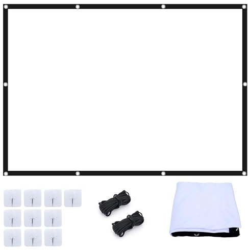 mobumeia Leinwand Beamer Faltbarer 100zoll 16:9 HD Projektor Leinwand | Tragbare Beamer Leinwand mit Haken, Anti-Falten Doppelseitige Projector Screen für Heimkino, Büro, Schule, Treffen, Camping