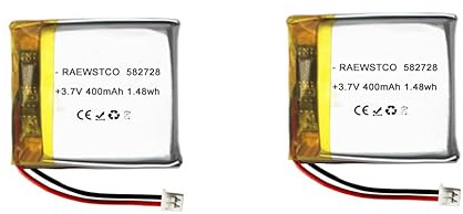 RAEWSTCO 2 Stück 582728 3,7V 400mAh Polymer-Lithium Akku für Kosmetikspiegel und Hundetrainingsgeräte