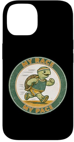 Hülle für iPhone 14 My Race My Pace Turtle Runner Lustiges Retro-Laufen