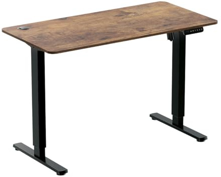 LogiLink elektrisch höhenverstellbarer Schreibtisch (Tischgestell mit Tischplatte) mit 1x Motor, eingestellte Höhe speicherbar, Höhe 720–1140 mm, Farbe Gestell: Schwarz, Tischplatte: Braun