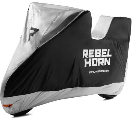 REBELHORN Shelter Top Case Motorradabdeckung | Strapazierfähiges Polyester | Motorradkoffer kompatibel | Zwei Löcher zur Anti-Diebstahl-Kette | Figurbetonte Passform